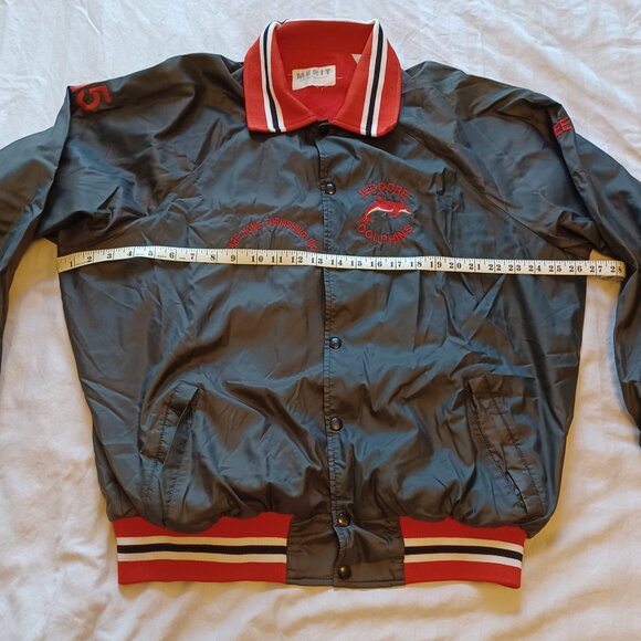 Vintage 1980s Merit Sportswear Jeddore Dolphins Swim Team Light Bomber Jacket - Picture 14 of 16